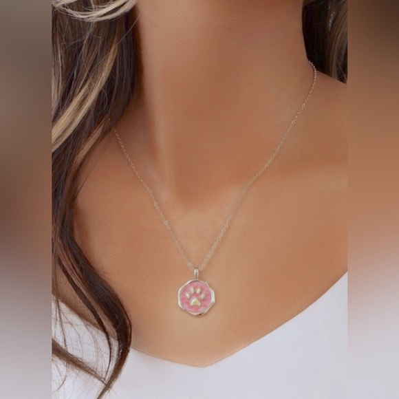 ✨3for$38 New Minimalist Paw Print Gold & Pink Charm Necklace - Picture 2 of 14